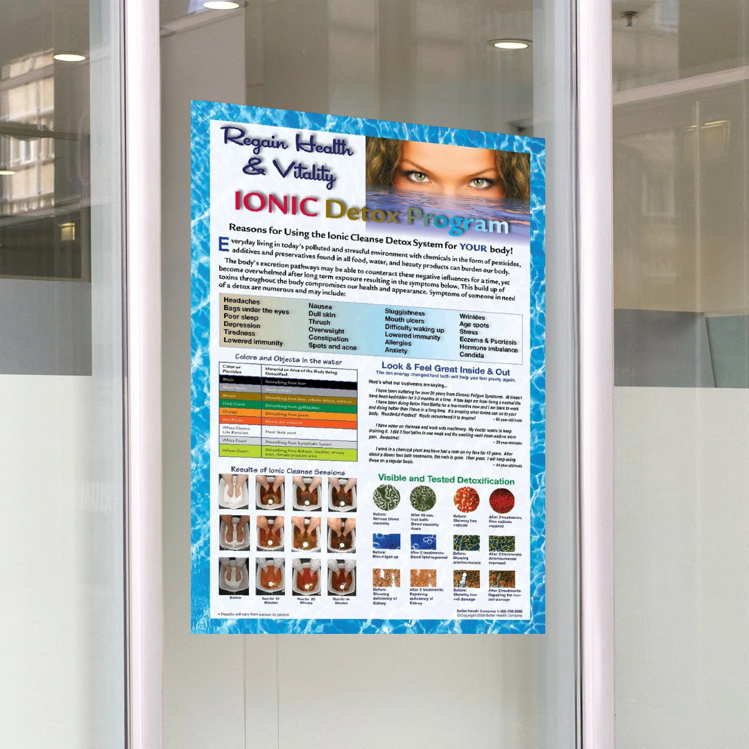 Better Health Company Ion Detox Ionic Foot Bath Spa Chi Cleanse Promotional Poster. 11" X 17" Laminated.